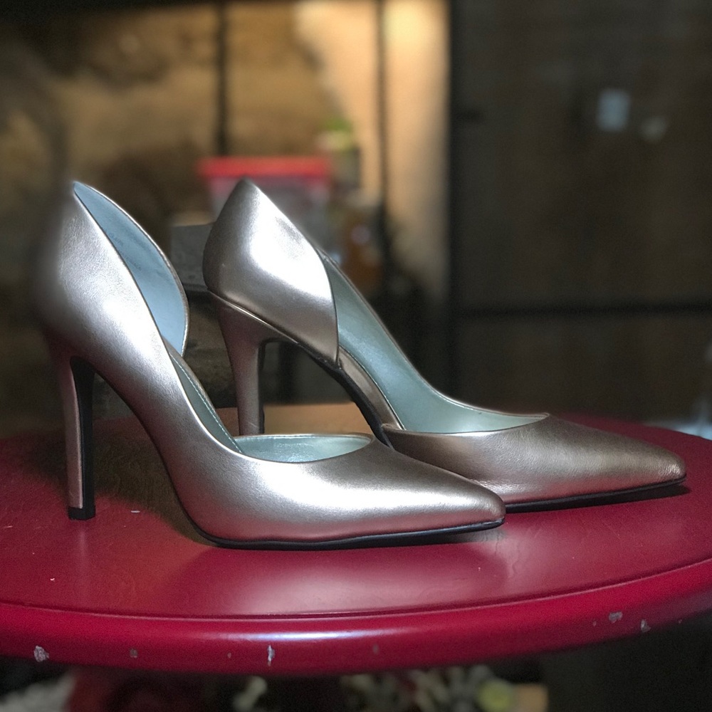 Ana Rose Gold Point-Toe Heels View 2